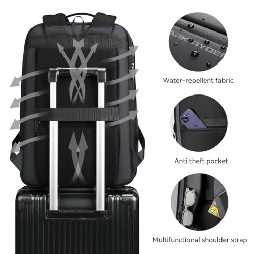 Muzee Business Backpack for Men, Travel Laptop Backpack Fits 15.6 Inch, Waterproof Expandable Bag 25L-35L, Grey Work Daypack with USB & USB-C Charging Ports, Anti-Theft Pocket, Luggage Strap