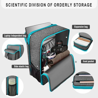 Travel Laptop Backpack with Small Case for 15-16 inch Notebooks, Slim & Expandable Computer Bag for College Business Commute for Men and Women,Light Gray-Blue - color: Light Gray-blue