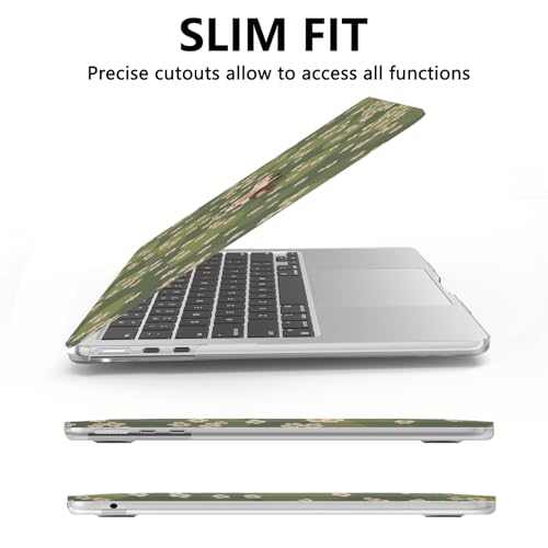 AKIT for MacBook Air 13 inch Case M5 M4 M3 M2 2026-2022, Green GALF | A3449 A3240 A3113 A2681, Vibrant Pattern Hard Shell Laptop Case+Screen Protector+Keyboard Cover for MacBook Air 13.6 inch - color: Green Galf