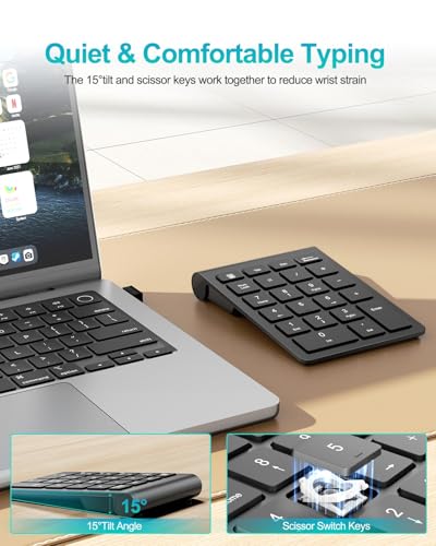 Lekvey Wireless Number Pad, Numeric Pad and Mouse Combo, Portable Slim 2.4GHz USB Wireless 10 Key Numpad Keypad for Laptop, Mac, Notebook, Desktop, PC Computer - Black - color: Black