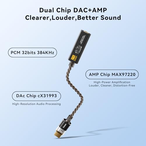 Xumee USB C to 3.5mm Audio Adapter,USB C DAC Dongle with Dual Chip (CX31993 + MAX97220), Hi-Res 32bit/384kHz, DAC AMP Dongle Compatible with iPhone 17/16/15 Series,Galaxy S26/S25/S24,Pixel (Black)