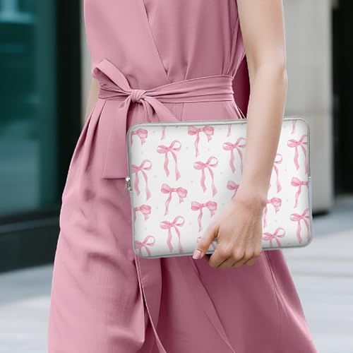 Laptop 13 inch Sleeve Case for MacBook Air 13-13.6 inch, Laptop Bag Cover for MacBook Pro 13" 14 inch, Shockproof Briefcase Travel Carrying Sleeve for 14" Chromebook HP Dell I Pink Bow - color: Pink bow