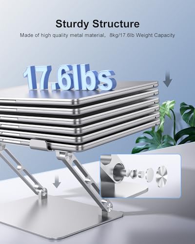JOIOT Ergonomic Laptop Stand,Adjustable Riser for 10-17.3” Computer | Aluminum Stand,Ventilated cooling holes, relieves neck strain, stable support, perfect for home office, study, video call use - color: Silver