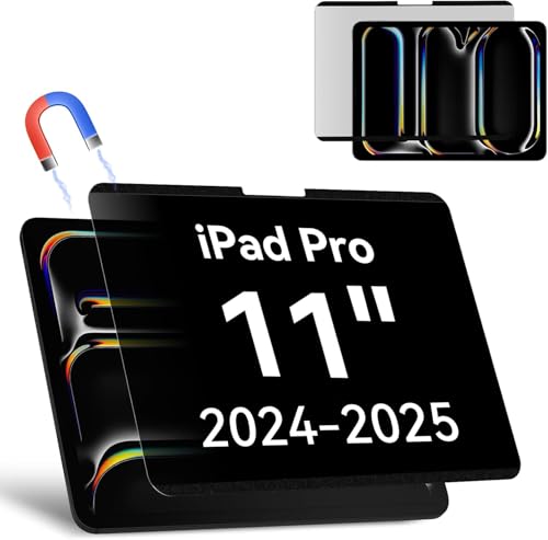 Magnetic Privacy Screen Protector Compatible with iPad Pro 11 Inch M4/M5 [2024/2025 5th/6th Gen], Removable Anti Blue Light Glare Spy Filter, High Sensitive Bubble-Free Black Security Private Shield - size: 11 inch ipad pro