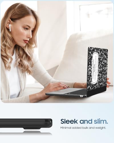 Fintie Case for MacBook Air 13 inch A3449/A3240/A3113/A2681 2022-2026 | M2/M3/M4/M5, Snap On Hard Shell, Full Port Access, Easy On/Off, Lightweight, Composition Book - color: Bow