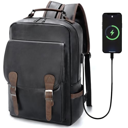 GOWIN Laptop Backpack for Men Work Travel Backpack with USB Charger Waterproof Business Backpack Fit 15.6 Computer Airline Approved Casual Backpack (Black)