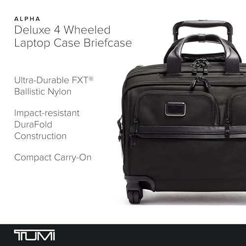 TUMI - Alpha Deluxe Expandable 4-Wheeled Laptop Briefcase - 15 Inch Computer Bag for Men and Women - color: Midnight Black