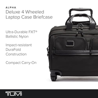 TUMI - Alpha Deluxe Expandable 4-Wheeled Laptop Briefcase - 15 Inch Computer Bag for Men and Women - color: Midnight Black