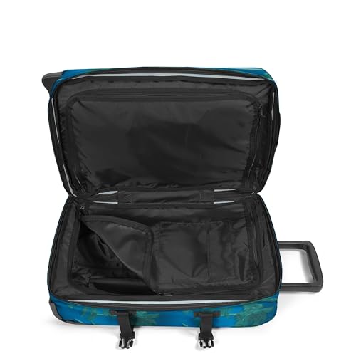 EASTPAK Tranverz S – 42L Small Soft Sided Cabin Sized Luggage, Dual Compartments, TSA Lock, Compression Straps & Smooth Inline Wheels, Brize Tree Navy - color: Brize Tree Navy, size: 42 Liter Carry On