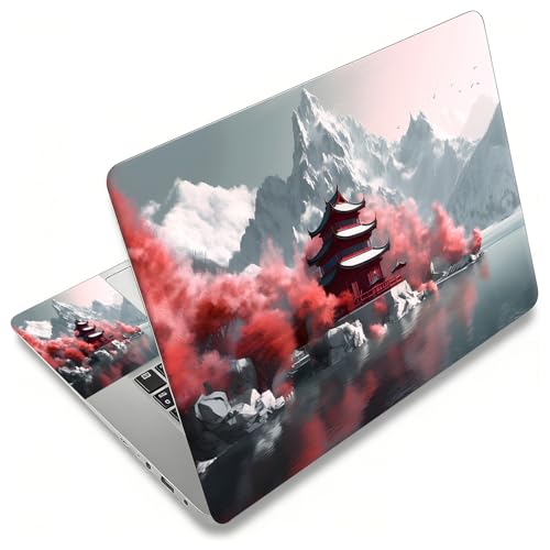 Laptop Skin Sticker Decal, Universal Reusable Vinyl Laptop Cover for 12" 13" 13.3" 14" 15" 15.4" 15.6" Notebook PC, Reusable Waterproof Scratch-Resistant with 2 Wrist Pads,Oriental Cherry - color: Oriental Cherry
