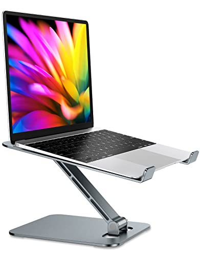 RIWUCT Foldable Aluminum Alloy Laptop Stand for Desk, Height Adjustable Ergonomic Computer Stand, Portable Laptop Riser Holder Printer Stand Compatible with MacBook Pro Air/HP/Dell 10-16", Gray - color: Gray