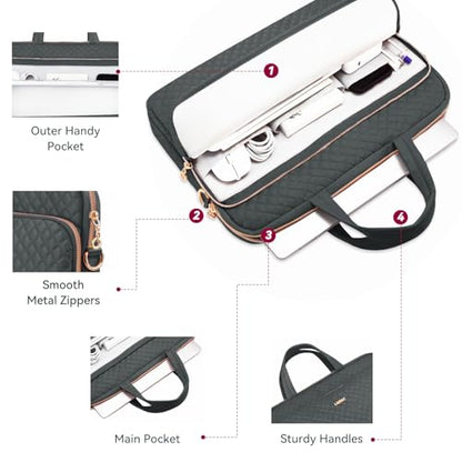 Laptop Case Bag Women Men Computer Sleeve Compatible with MacBook/Dell/HP/Acer/ASUS, Waterproof Shoulder Carrying Briefcase, Grey, 14-14.5 Inch - color: Heather Grey, size: 14 Inch