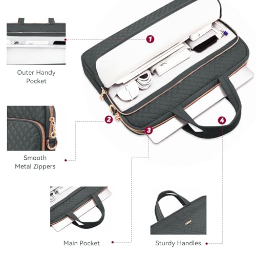 Laptop Case Bag Women Men Computer Sleeve Compatible with MacBook/Dell/HP/Acer/ASUS, Waterproof Shoulder Carrying Briefcase, Grey, 15.6-16 Inch - color: Heather Grey, size: 15.6 Inch