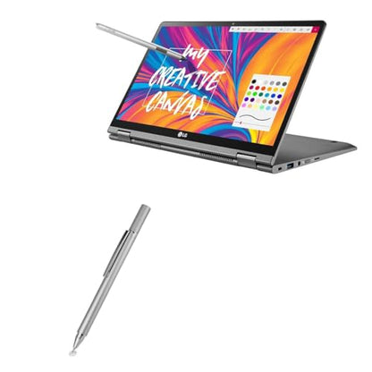 BoxWave Stylus Pen Compatible with LG Gram 14" 2-in-1 (14T990) - FineTouch Capacitive Stylus, Super Precise Stylus Pen - Metallic Silver