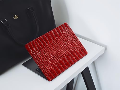 Crocodile Case for MacBook Air 13 inch 2026 M5, 2022-2025 M4/M3/M2 | Model A3449 A3240 A3113 A2681, Texture Crocodile Aligator Skin Snakeskin PU Leather Hardshell & Keyboard Cover, Burgundy - color: # Shiny Burgundy Crocodile