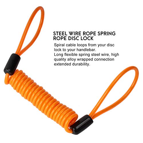 Reminder Cable,YOFUNTLE [2 Pack] Disc Lock Cable,Security Steel Wire Spring Reminder Rope for Scooter Motorcycle Motorbike Vehicle Baggage Helmet Lock,Antitheft Protection on Handlebar(Orange+Blue)