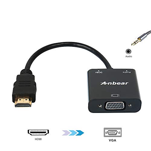 HDMI to VGA with Audio Adapter, Gold-Plated VGA to HDMI Adapter1080P Video Converter Male to Female with 3.5mm Audio Port Compatible for PC,Laptop,DVD - color: 1 Pack