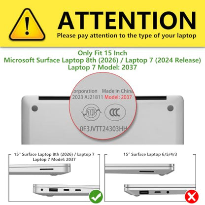 Fintie Case for 15 Inch Microsoft Surface Laptop 7 (2024 Release Model: 2037) / Surface Laptop 8th 15-inch (2026) - Protective Slim Snap On Hard Shell Cover (Crystal Black) - color: Crystal Black