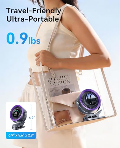 KIMMOO Portable Clip on Fan, 100-Speed Rechargeable USB Fan with LED Display, 360° Rotation & Strong Airflow Desk Fan, Up to 17 Hours Small Battery Fan for Outdoor Travel Camping Treadmill Car (Grey) - color: Grey