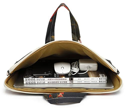 DACHEE Laptop Shoulder Bag for 15 Inch/15.6 Inch Macbook Pro - color: Black Peony