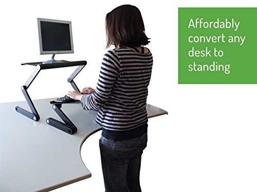 WorkEZ Adjustable Standing Desk Converter w/2 Fans & 3 USB Ports, Sit to Stand Desk Riser Monitor Standing Computer Desk, Height & Angle Negative Tilt - color: Black+usb Fan Hub