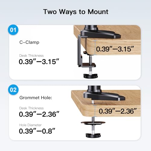HUANUO Gaming Triple Monitor Stand, Full Motion Articulating Triple Monitor Mount Fit 17 to 32 inch Flat/Curved LCD Computer Screens with Clamp, Grommet Kit, Silver - color: Silver