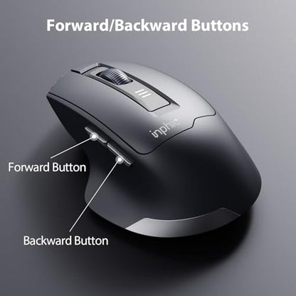 INPHIC Wireless Mouse Rechargeable, [Battery Level Visible], Silent Click USB 2.4G Cordless Mouse for Laptop PC Computer, 6 Buttons, 2400DPI 4 Adjustment Levels, Grey