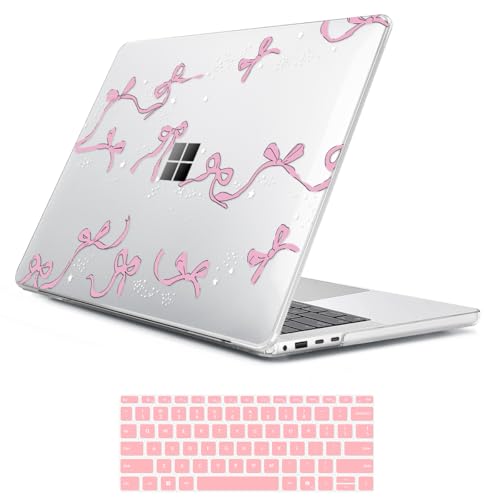 Case for Microsoft Surface Laptop 13.8 inch Touchscreen 2024 (7th Edition) Model 2036, Hard Shell Case + Keyboard Cover + Screen Film +Webcam Cover for 13.8'' Microsoft Surface Laptop 7, Bows - color: Bows