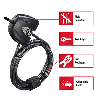 Master Lock Black Python Bike Lock with Key, Adjustable Metal Cable Lock has a Weather Resistant Vinyl Coating for Outdoor Equipment, Bicycles, 6 Feet Long, 8417D - size: 1 Pack