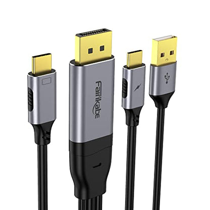 DisplayPort to USB C Cable 4K60Hz, 6.6ft for Studio Display, Wacom | Touchscreen Portable Monitor, AR Glasses Xreal Air, Rayneo, Rokid, USB-C Monitor