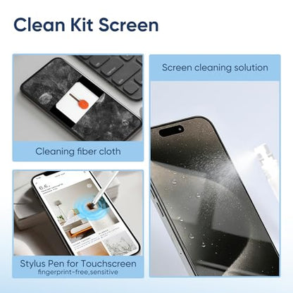 Electronic Cleaning Kit with Screen Spray Wiper and Keyboard Brush | 33in1 Multifunctional Tools,USB Charging Port Repair Tools,Phone Stand,Card Storage Slots,Stylus Pen for Airpods,iPhone