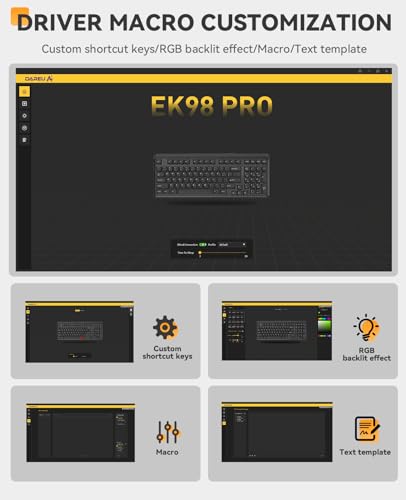 DAREU EK98pro Wireless Mechanical Keyboard,96% Creamy Gaming Keyboard with Number Pad,Tri-Mode BT/2.4GHz/USB-C,Pre-lubed Linear Switches,Gasket Structure,Hot Swappable Custom,Backlit for Win/Mac - color: Black