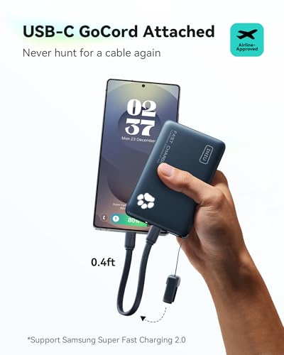INIU 45W Fast Charging Portable Charger, Smaller 10000mAh Travel Power Bank | Flight-Safe, Detachable USB C Cable, Travel Essential, External Battery Phone Pack for iPhone 17 Samsung S26 iPad etc, Blue - color: Blue