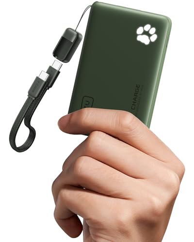 INIU 45W Fast Charging Portable Charger, Smaller 10000mAh Travel Power Bank | Flight-Safe, Detachable USB C Cable, Travel Essential, External Battery Phone Pack for iPhone 17 Samsung S26 iPad etc, Green - color: Green