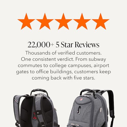 SWISSGEAR 1900 ScanSmart Laptop Backpack, Fits Most 17-Inch Laptops, TSA-Friendly Lay-Flat Design, RFID Protection, and Tablet Pocket, Black, 31L, 18.5-Inch - color: Heather Grey
