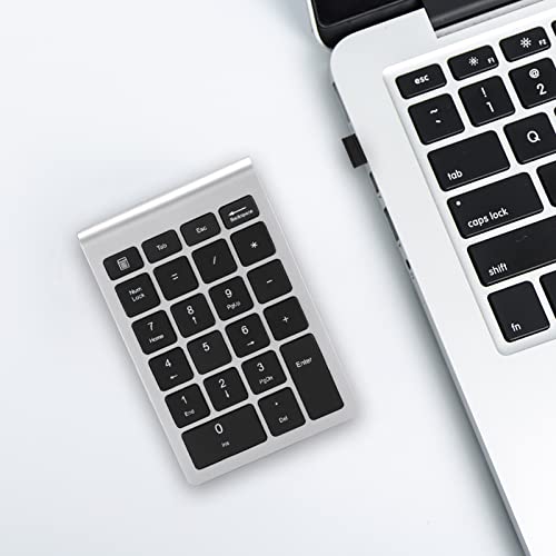 ASHATA Numeric Keypad,22 Keys Numeric Keypad USB Ergonomic Keyboard with Receiver,Support for Android, for for OS Systems.(Silver Black)