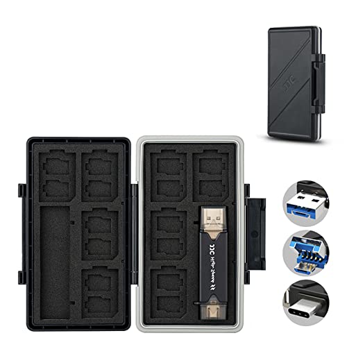 24 Slots Memory Card Case Holder for 16 Micro SD Cards, 8 SD Cards, Includes a 3 in 1 Type C USB 3.0 Micro USB 2.0 Memory Card Reader, Water-Resistant Anti-Shock - color: Black, size: For 8x SD+ 16x TF+ SD TF Card Reader