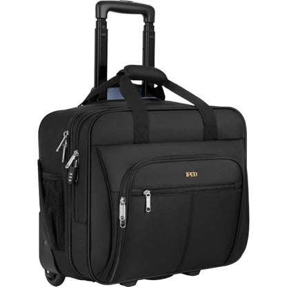 Rolling Laptop Briefcase Water-Resistant 17.3" Roller Computer Bag with wheels Travel Rolling Laptop Bag with RFID Pocket Lockable Zipper Underseat Carry On Luggage Work Travel Business Men Women