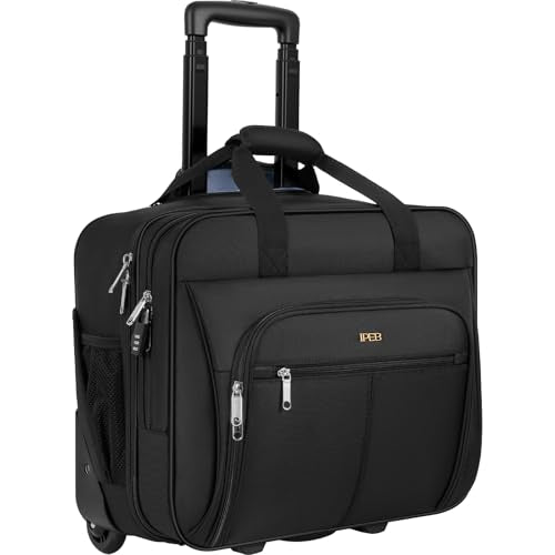 Rolling Laptop Briefcase Water-Resistant 17.3" Roller Computer Bag with wheels Travel Rolling Laptop Bag with RFID Pocket Lockable Zipper Underseat Carry On Luggage Work Travel Business Men Women