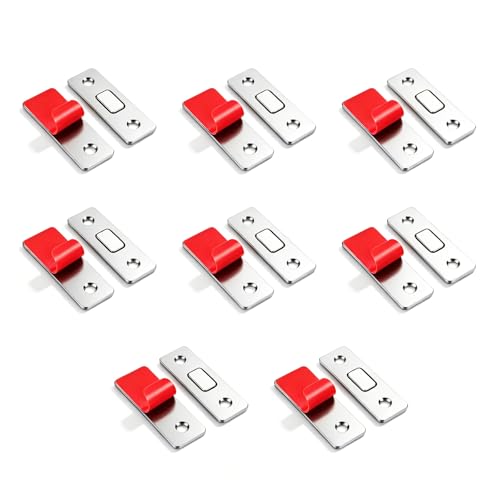 Cabinet Door Catch -8 Pack Ultra Thin Cabinet Door Magnetic Catch,Cabinet Magnets,Adhesive Drawer Latch,Cabinet Magnetic Catch,Strong Hold for Drawer Closet Door Magnetic Door Catch Closer-Silver - color: Sliver, size: 8 Pack