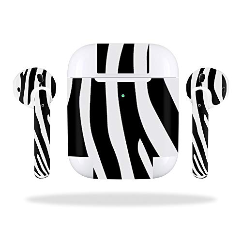 MightySkins Skin Compatible with Apple AirPods 2 (2019) - Black Zebra | Protective, Durable, and Unique Vinyl Decal wrap Cover | Easy to Apply, Remove, and Change Styles | Made in The USA - color: Black Zebra