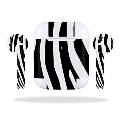 MightySkins Skin Compatible with Apple AirPods 2 (2019) - Black Zebra | Protective, Durable, and Unique Vinyl Decal wrap Cover | Easy to Apply, Remove, and Change Styles | Made in The USA - color: Black Zebra