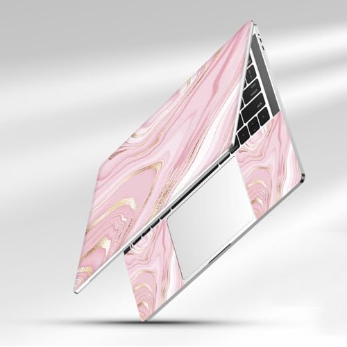 Pink River Vinyl Laptop Sticker, Waterproof Reusable Decal for Notebook PC, Cartoon Art Protector-Fits 12-15.6 inch - color: Pink Gold Marble