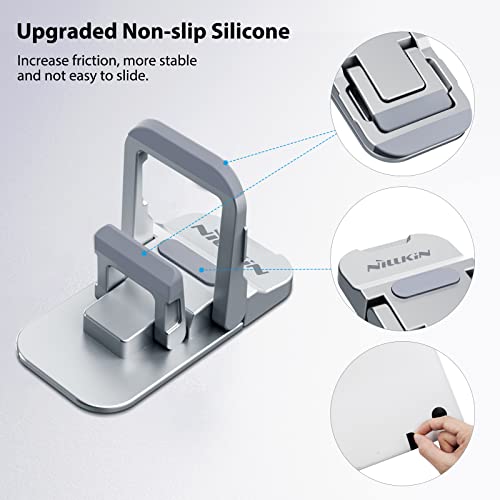 Nillkin Portable Laptop Stand with 3 Adjustable Angles, Flip Keyboard Riser Feet for Most Keyboards, Computer Keyboard Stand for Desktop, MacBook, HP and Other 10-17 Inches Laptop Feet Riser, Silver - color: Silver