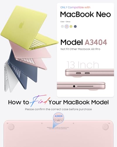 Fintie Case for MacBook Neo 13 Inch with Keyboard Skin & Screen Protector | 2026 A3404, Snap-On Design, Slim Fit, Hard Shell Cover, Crystal Blush - color: Crystal Blush