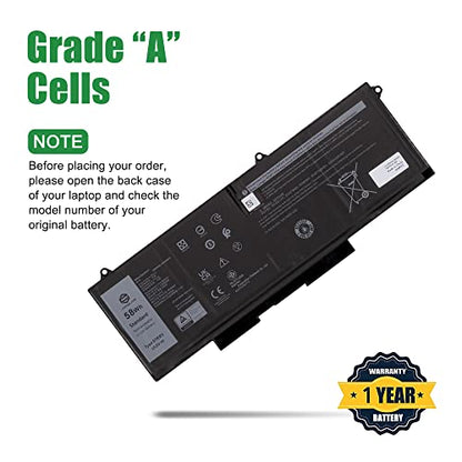 07KRV CPX-H4PVC 58Wh Laptop Battery Replacement for Dell Latitude 5530 5430 5530 7330 7430 7530 Precision 3570 P104F P104F005 P104F006 P137G Series 0H4PVC H4PVC O7KRV Y86WG 15.2V 3625mAh - size: 13.2*5.4*1.3inch 07KRV