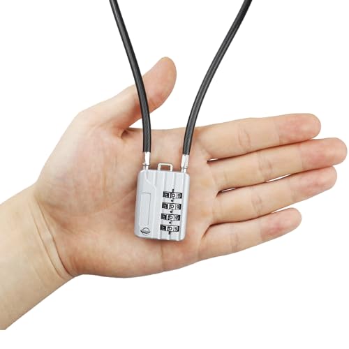 50CM/20in Long Cable Lock - 4-Digit Combination Lock, Re-settable Combination, Security Cable Lock for Luggage, Suitcase, Gun, Helmet - Silver, 1-Pack - size: 50cm (20 inch) Cable
