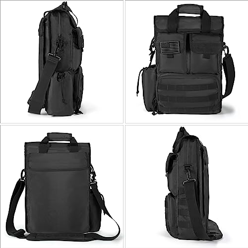 Tactical Briefcase,17.3 Inch Military Laptop Messenger Bag Shoulder Crossbody Bag Handbag for Men (17.3''Black)