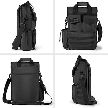 Tactical Briefcase,17.3 Inch Military Laptop Messenger Bag Shoulder Crossbody Bag Handbag for Men (17.3''Black)