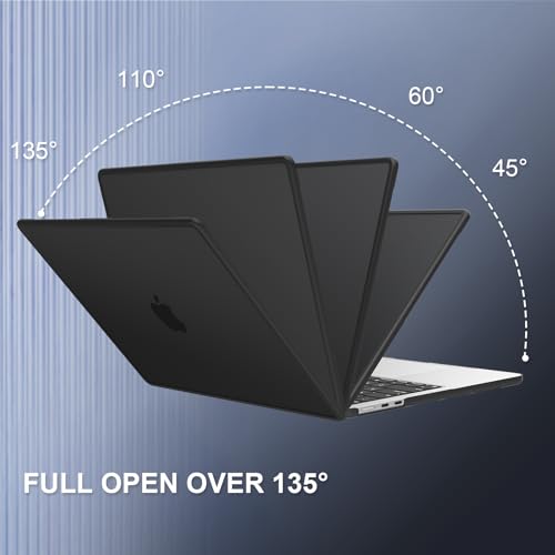AKIT Compatible with MacBook Air 15 Inch Case 2026 2025-2023 M5 M4 M3 M2 A3448 A3241 A3114 A2941, [Anti-Cracking] Hard Shell Laptop Case&Keyboard Cover&Screen Protector for MacBook Air 15 Inch, Black - color: Black